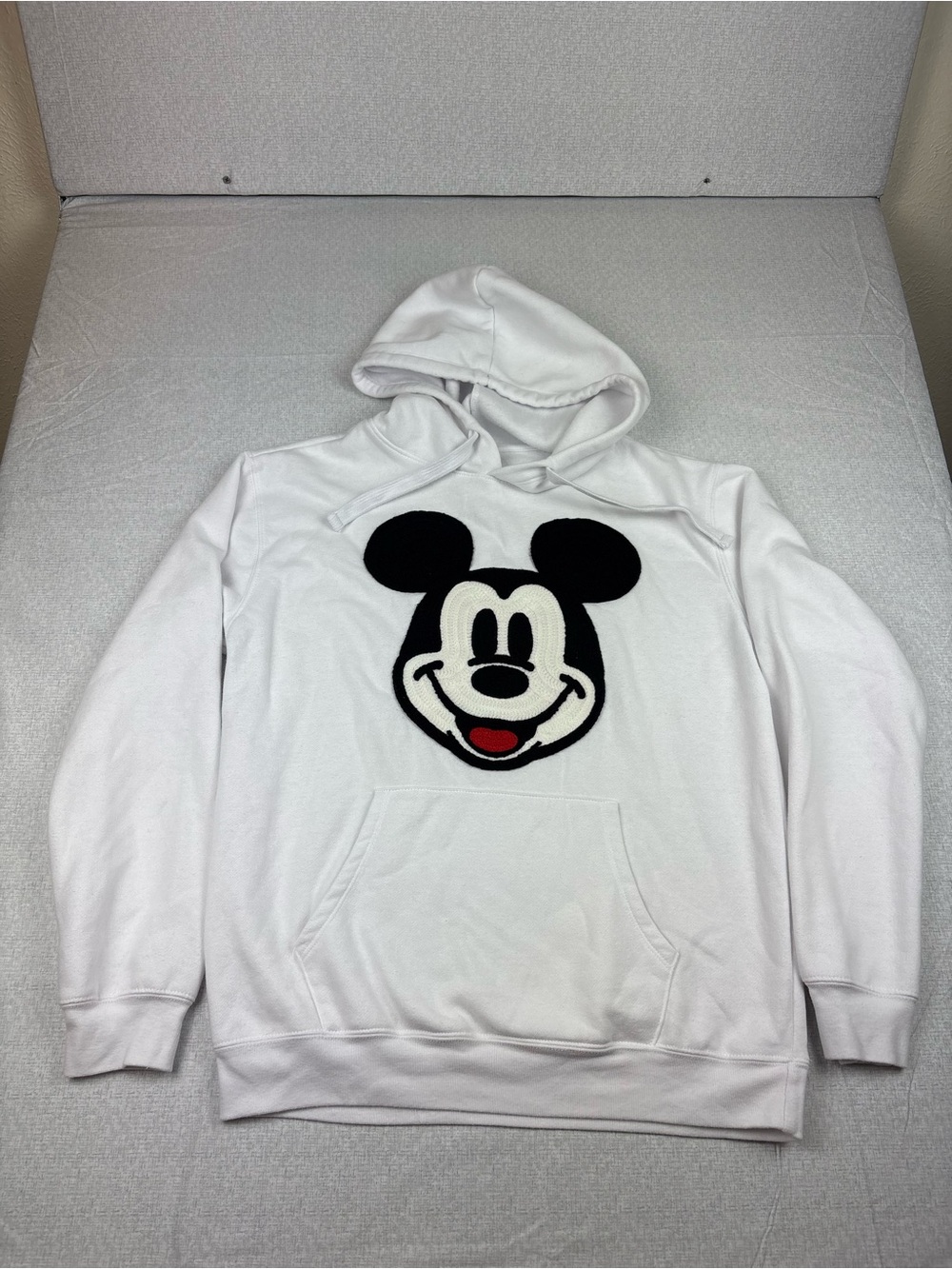 Disney White Hoodie Sweater with Black and Red Mickey Face
